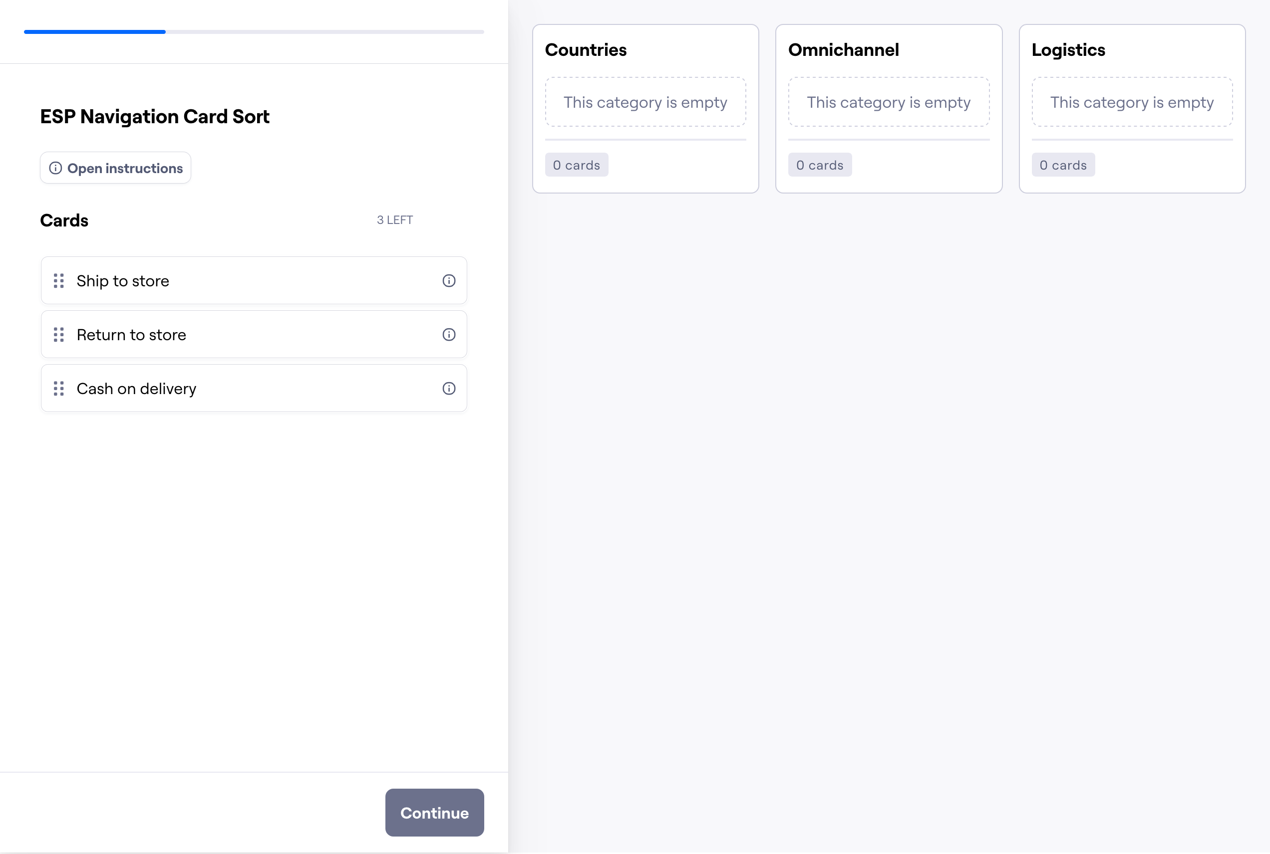 Example of card sorting test on Maze.